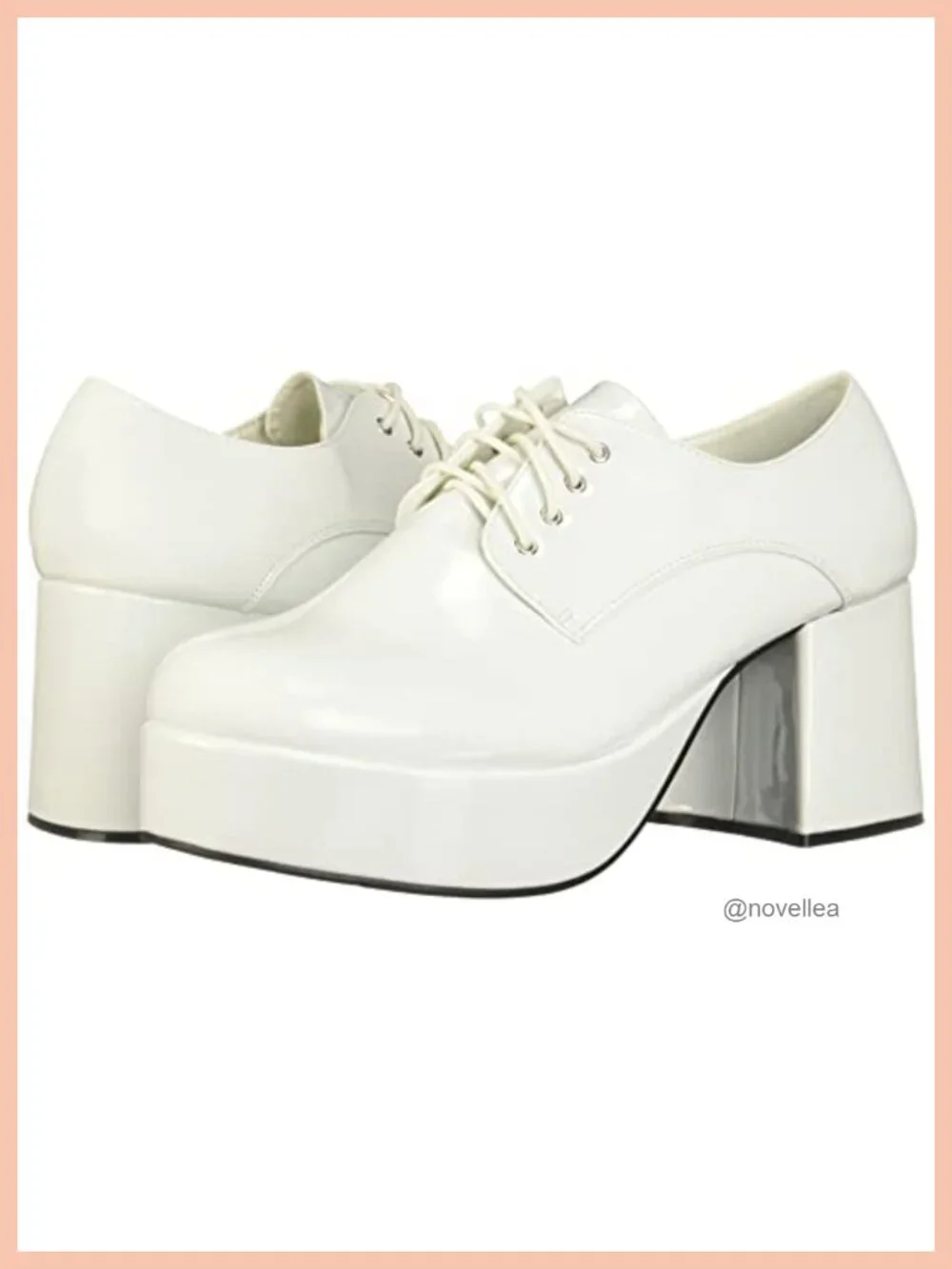 Men's White Platform Oxfords Pimp Shoes 3 Inch Heel Lace Up Costume